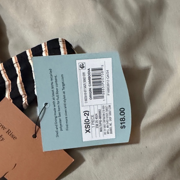 Shade & Shore Black and Tan Striped Bikini Bottom - Picture 2 of 2